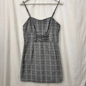 Faux Corset Houndstooth Dress Dark Academia Preppy Y2K Grunge 90’s